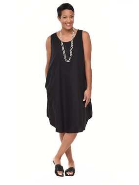 NWT Tulip Clothing Teri Dress Black Sleeveless Pocket  Midi Dress Size SMALL